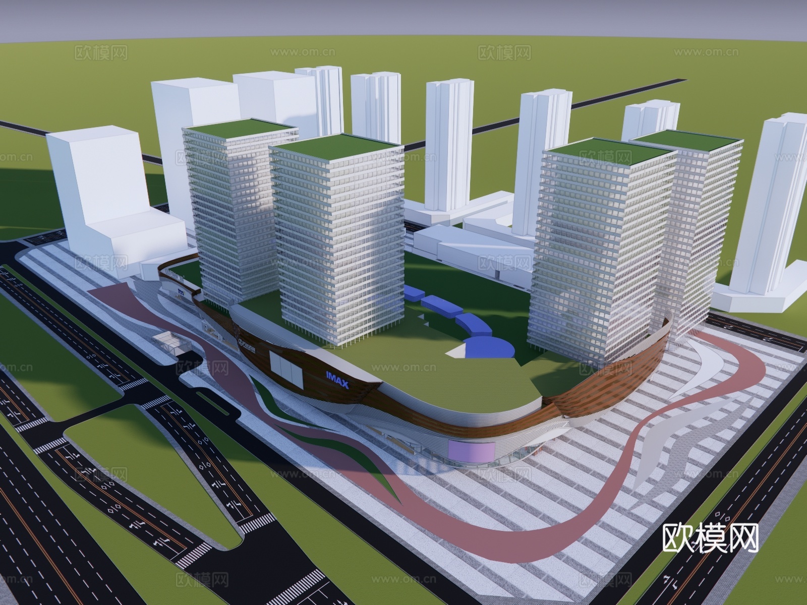 现代风格商业综合体su模型