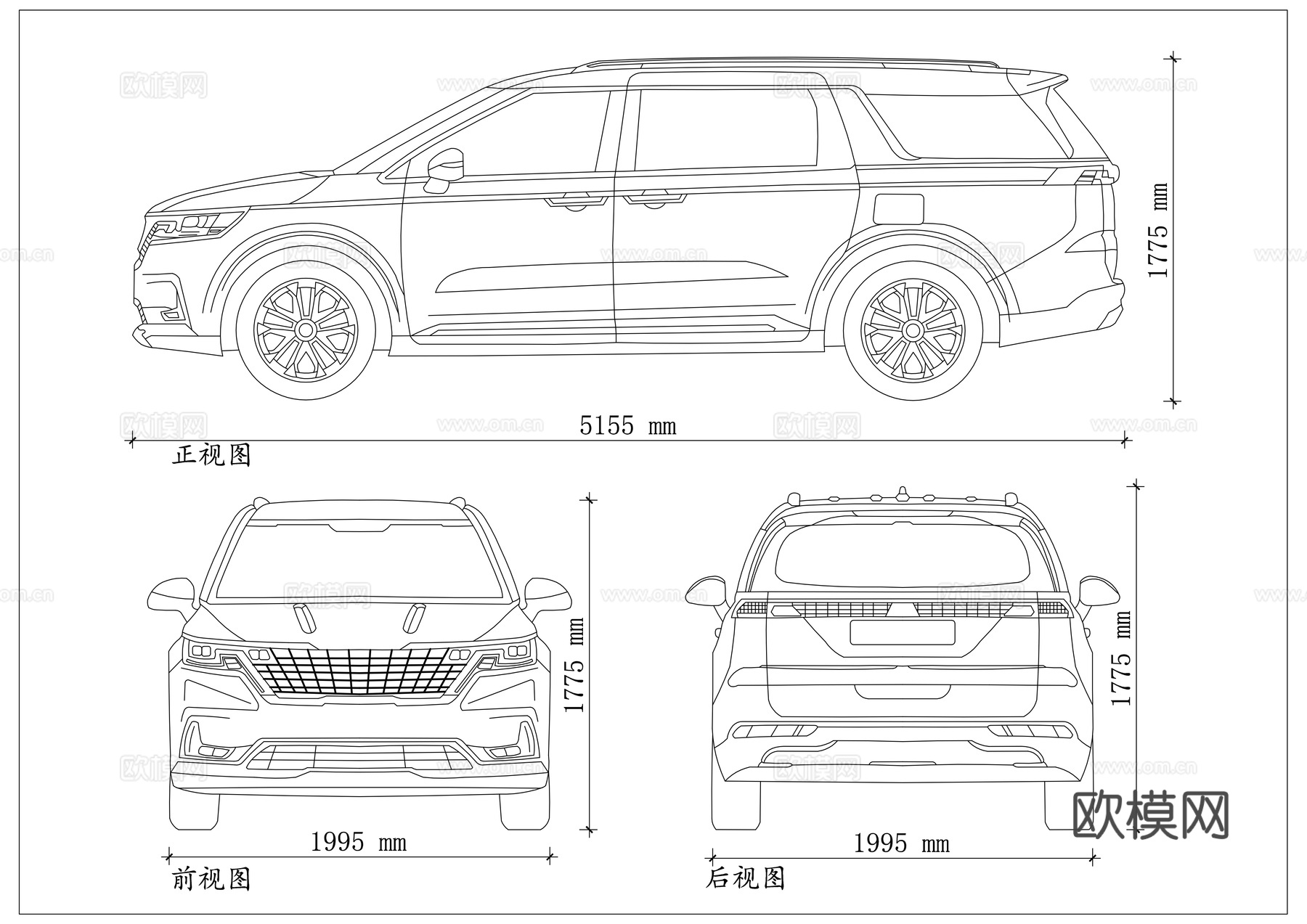 起亚嘉华 起亚威客 韩系大MPV 豪华七座MPV 家用商务Mcad施工图