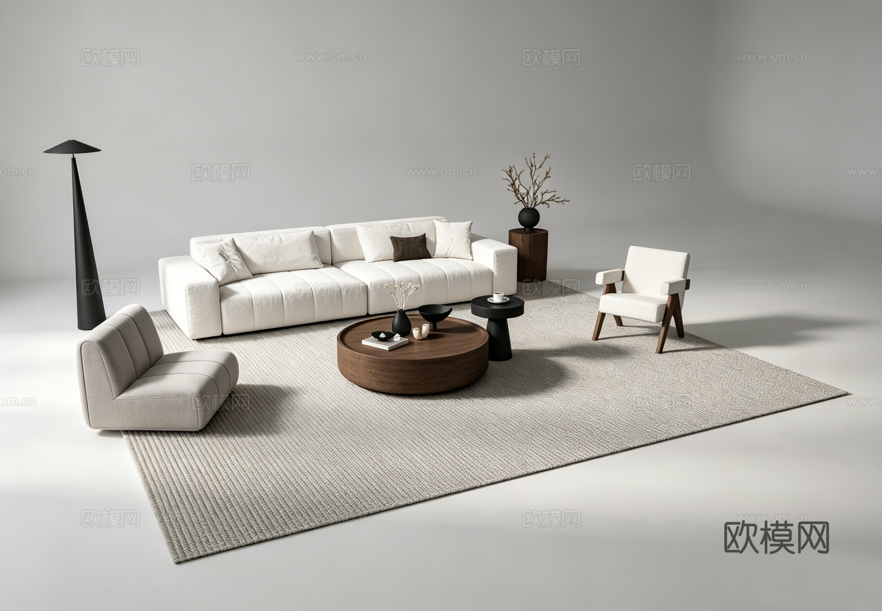 现代客厅沙发组合su模型