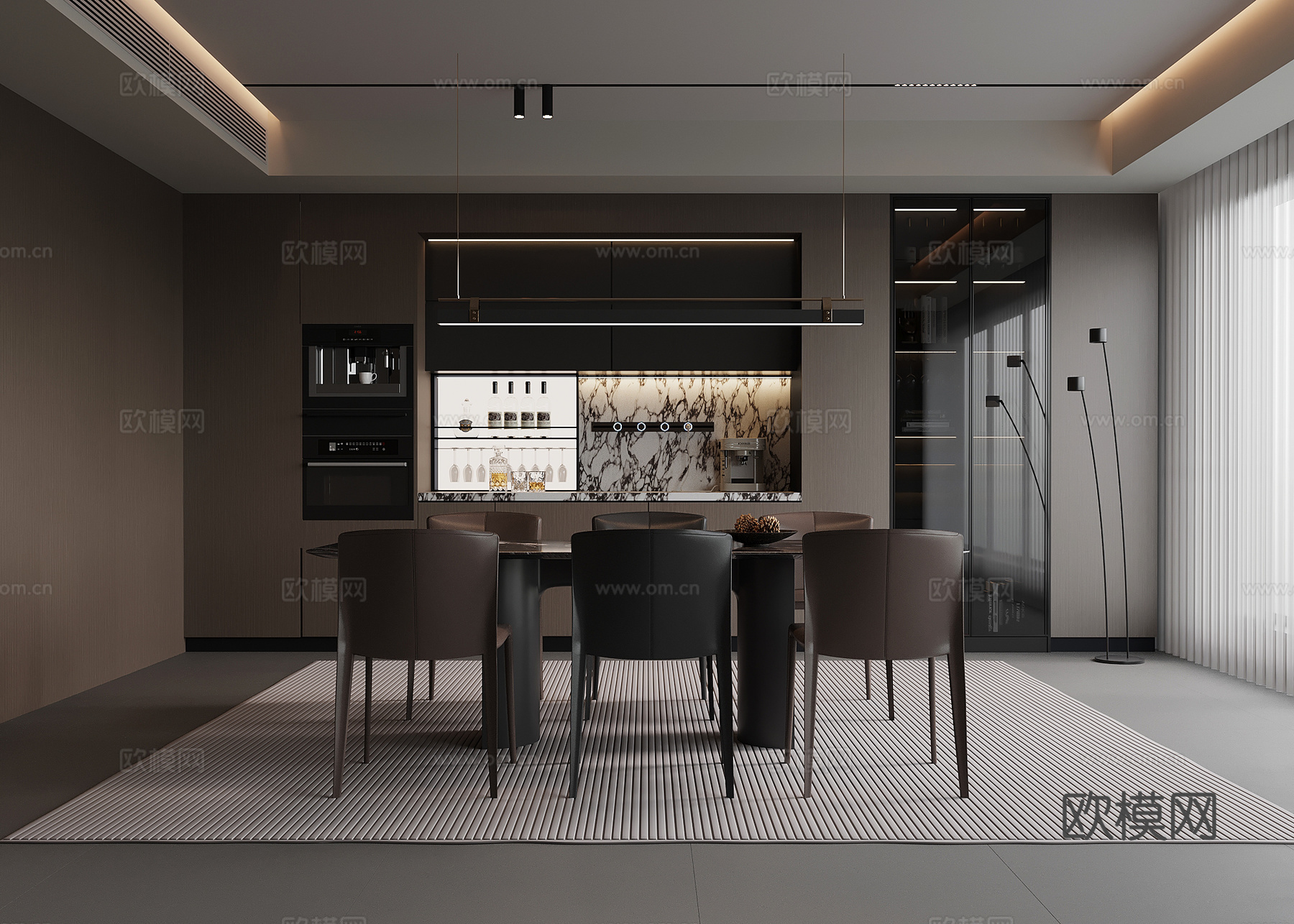 意式餐厅su模型