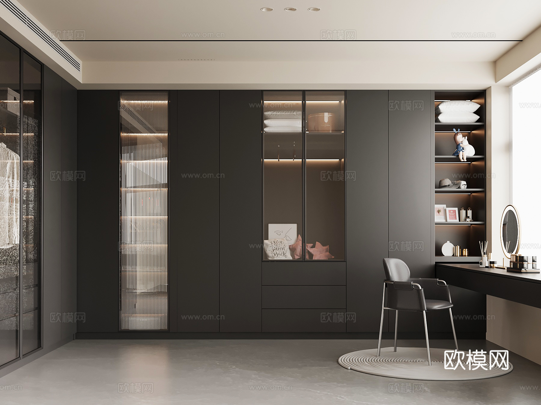 现代意式衣帽间su模型