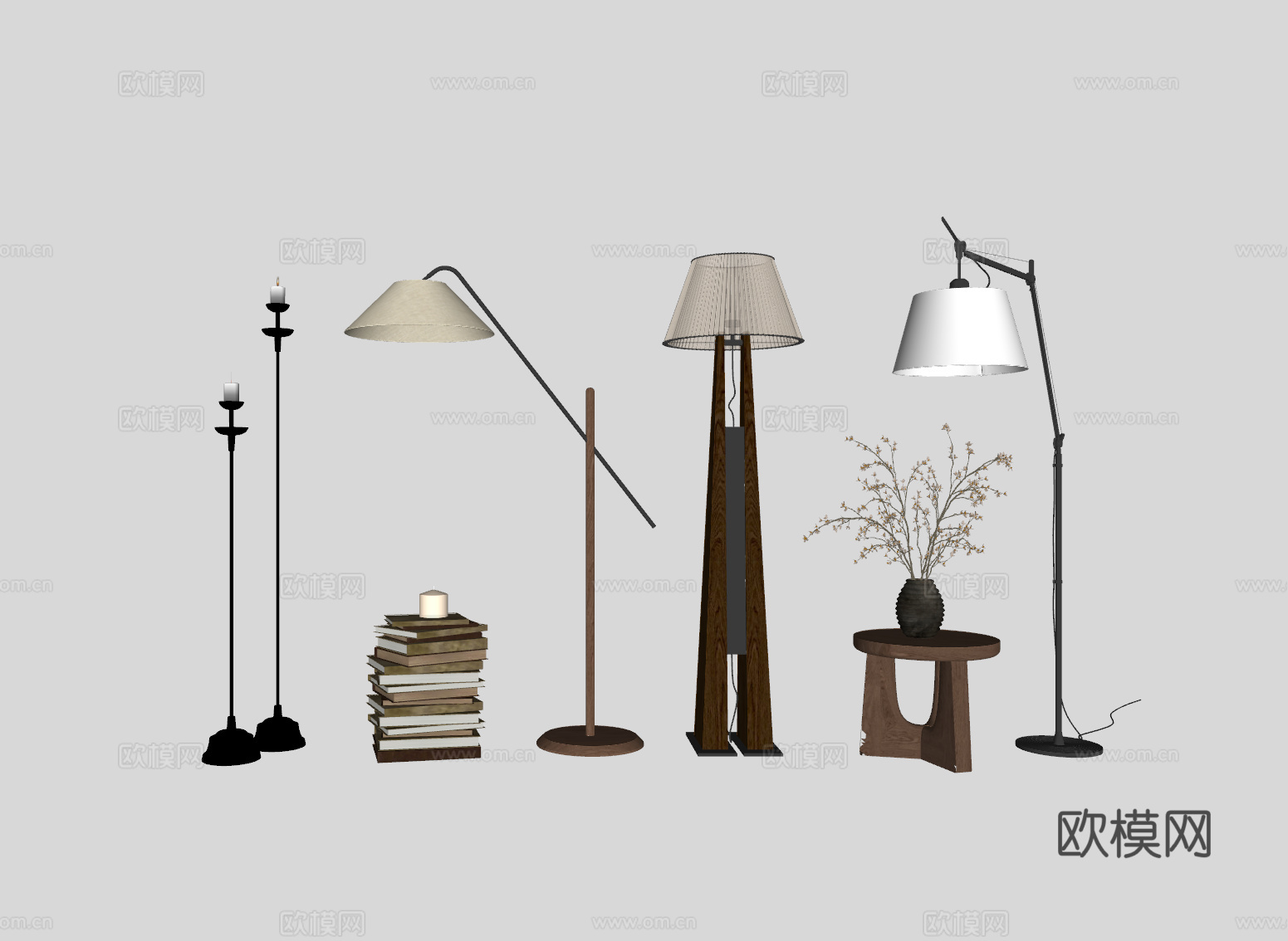 现代落地灯su模型