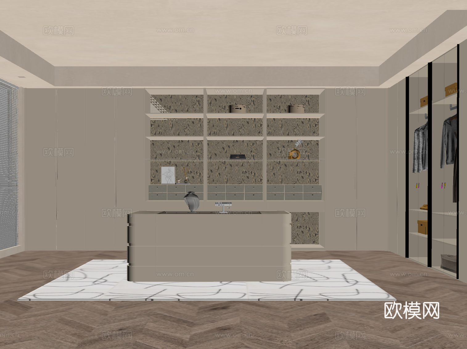 现代衣帽间 衣柜su模型