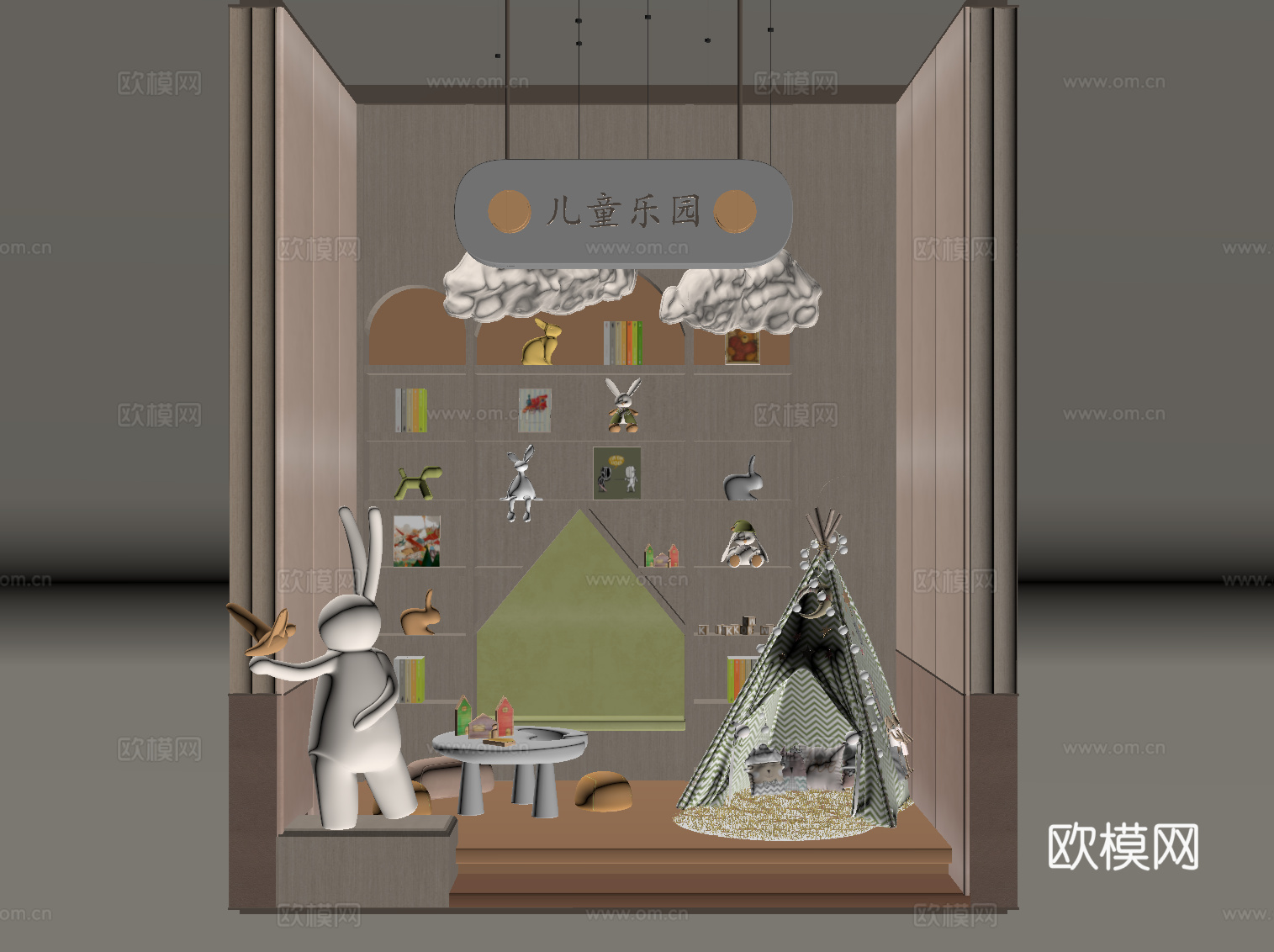 儿童乐园 书架 帐篷su模型