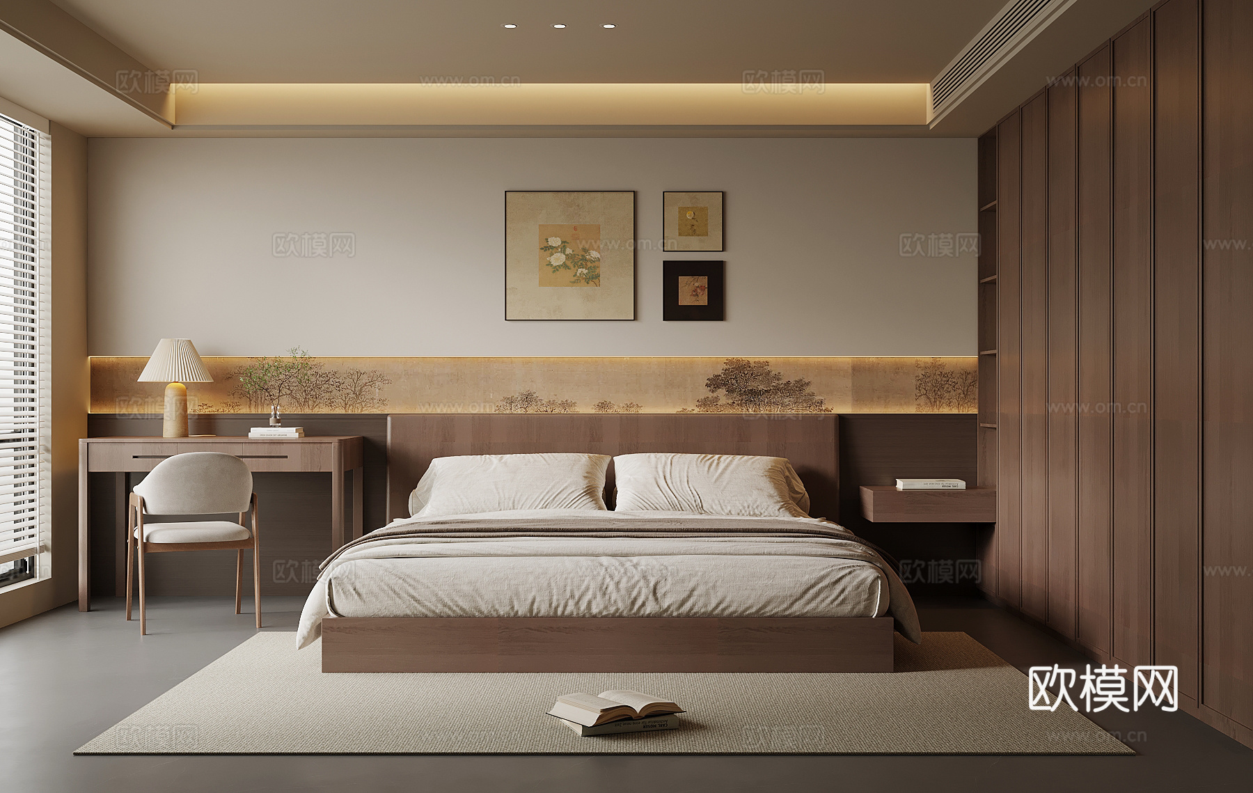 中古风卧室su模型