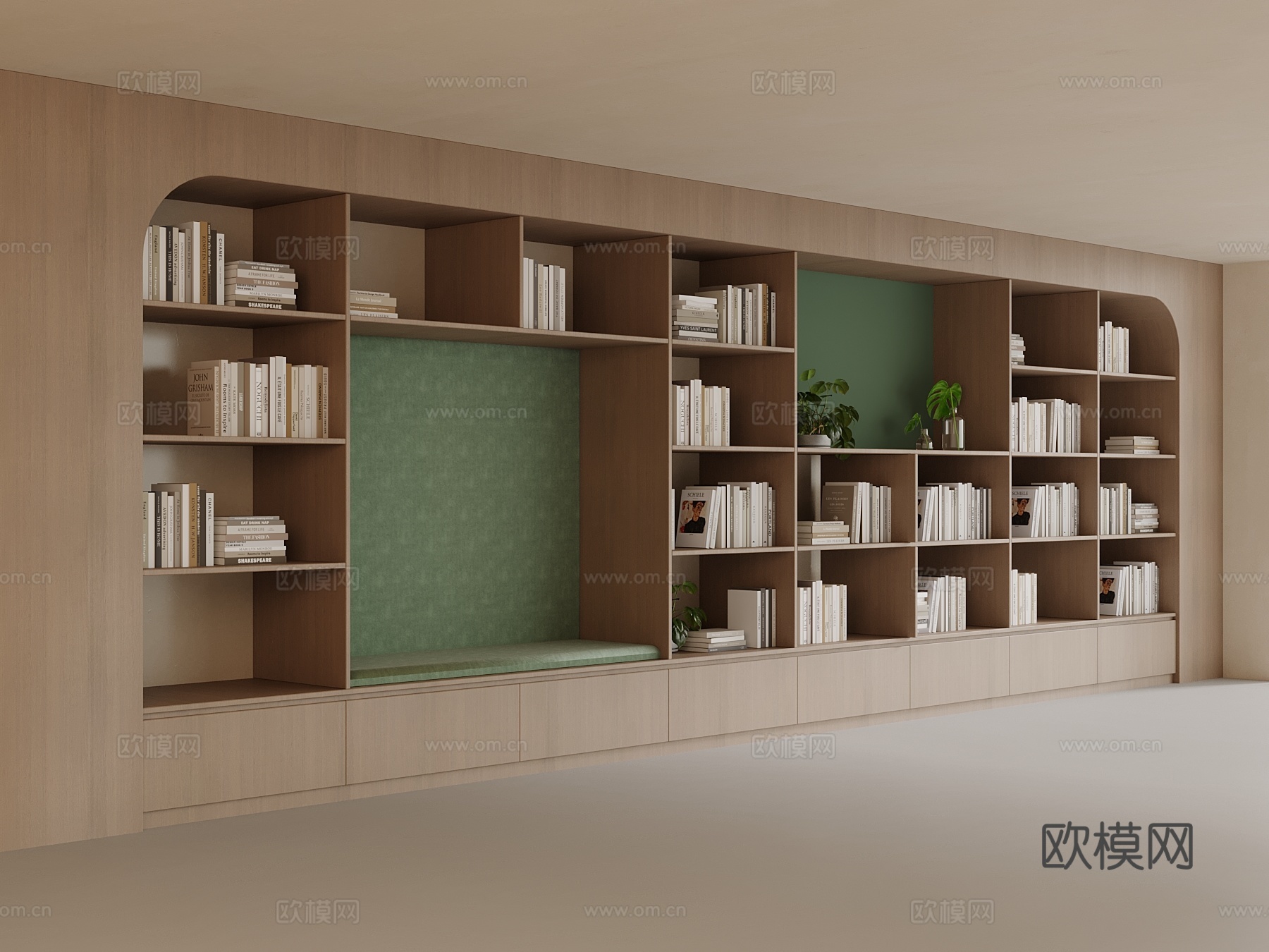 现代书柜 卡座su模型