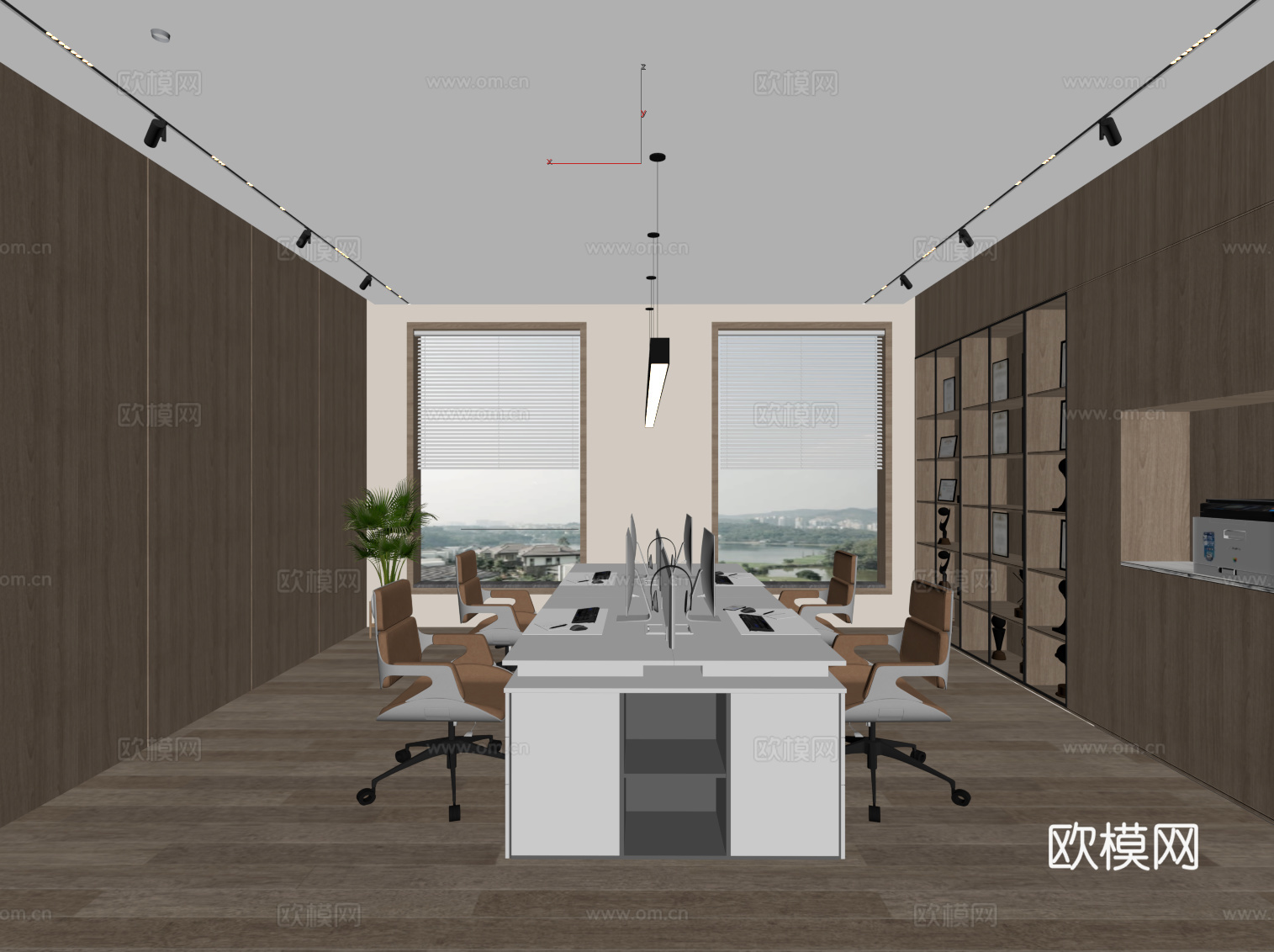 现代办公区 打印机su模型