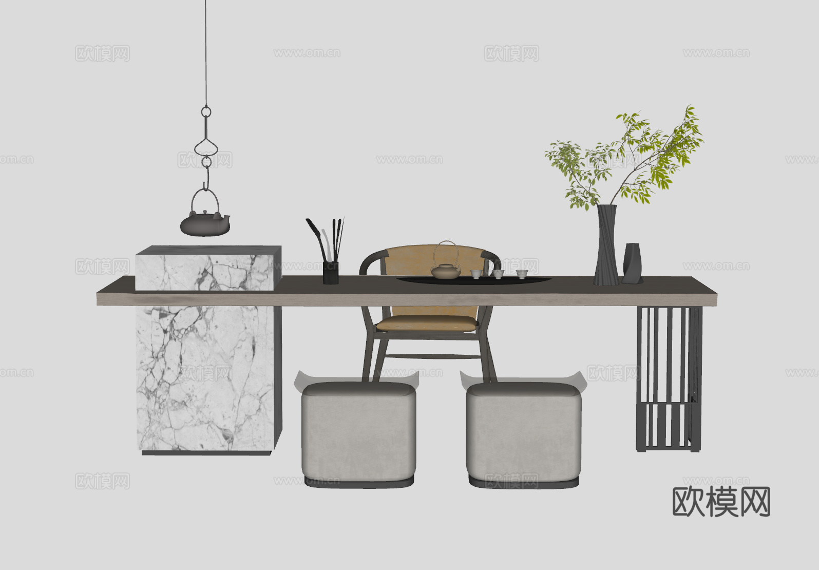 现代茶桌su模型