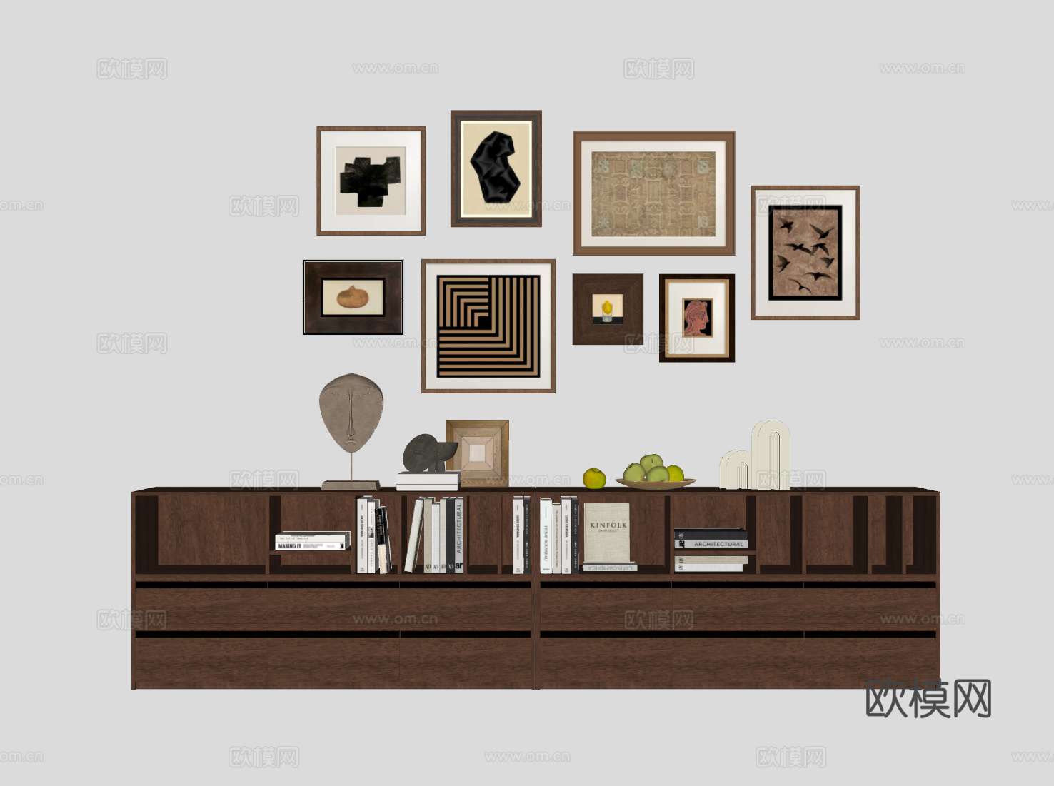 中古风装饰柜su模型