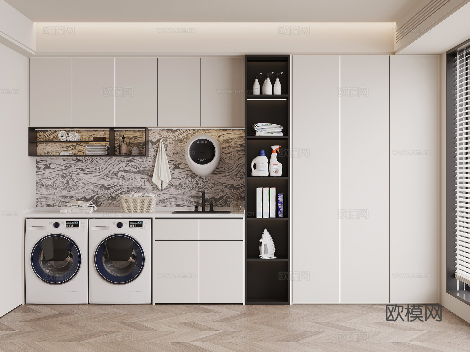 现代意式洗衣房su模型