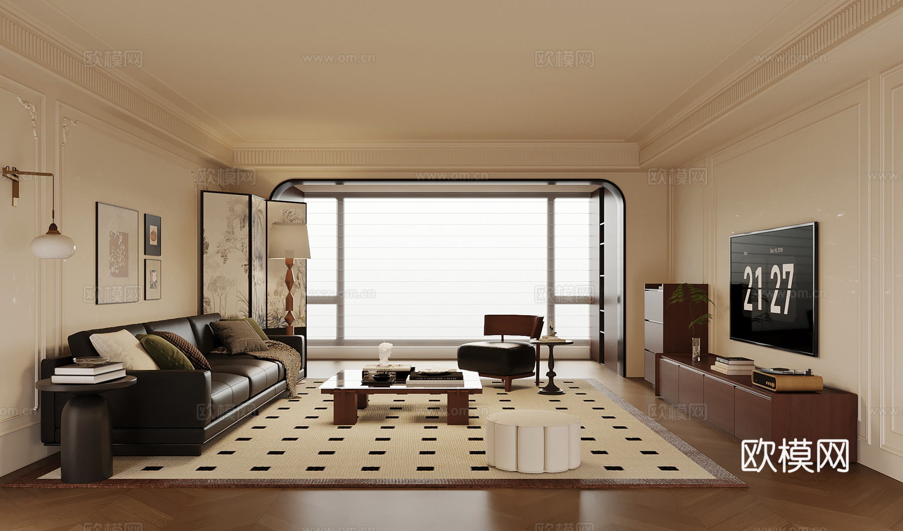 法式复古客厅su模型