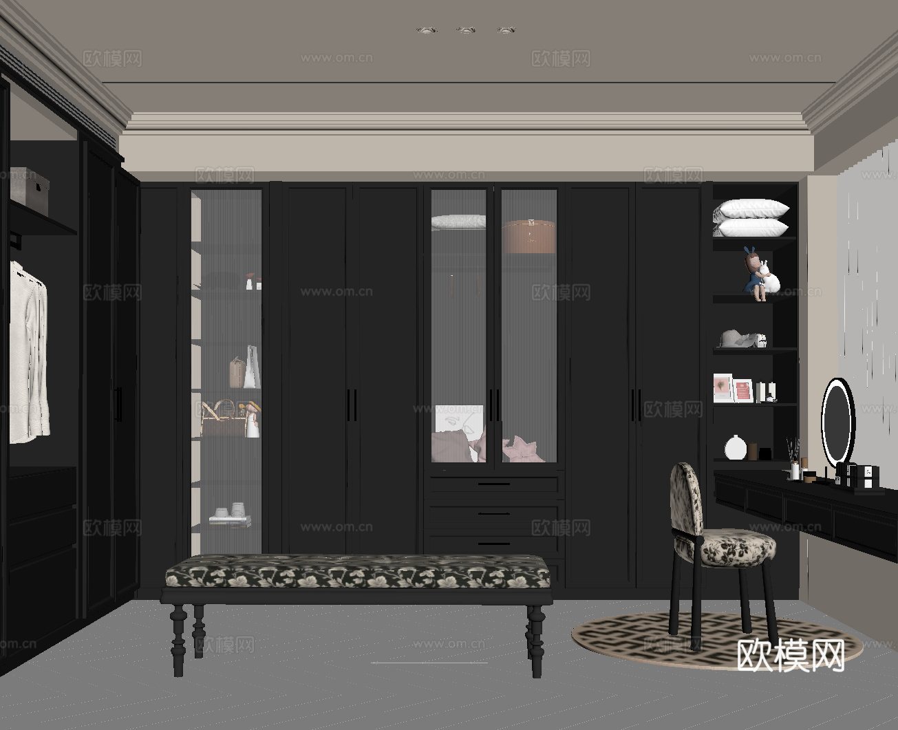 法式衣帽间su模型