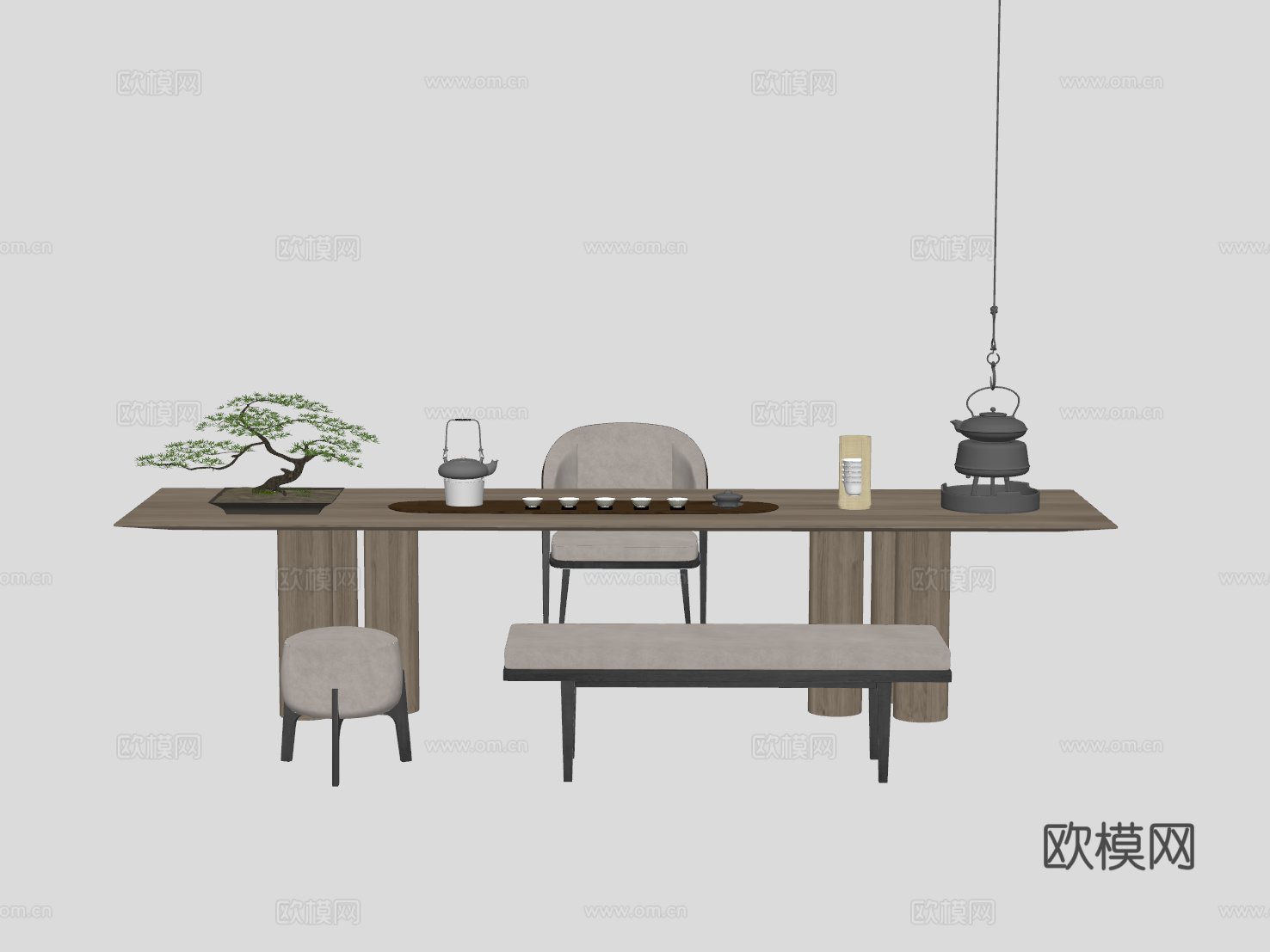 现代茶桌su模型