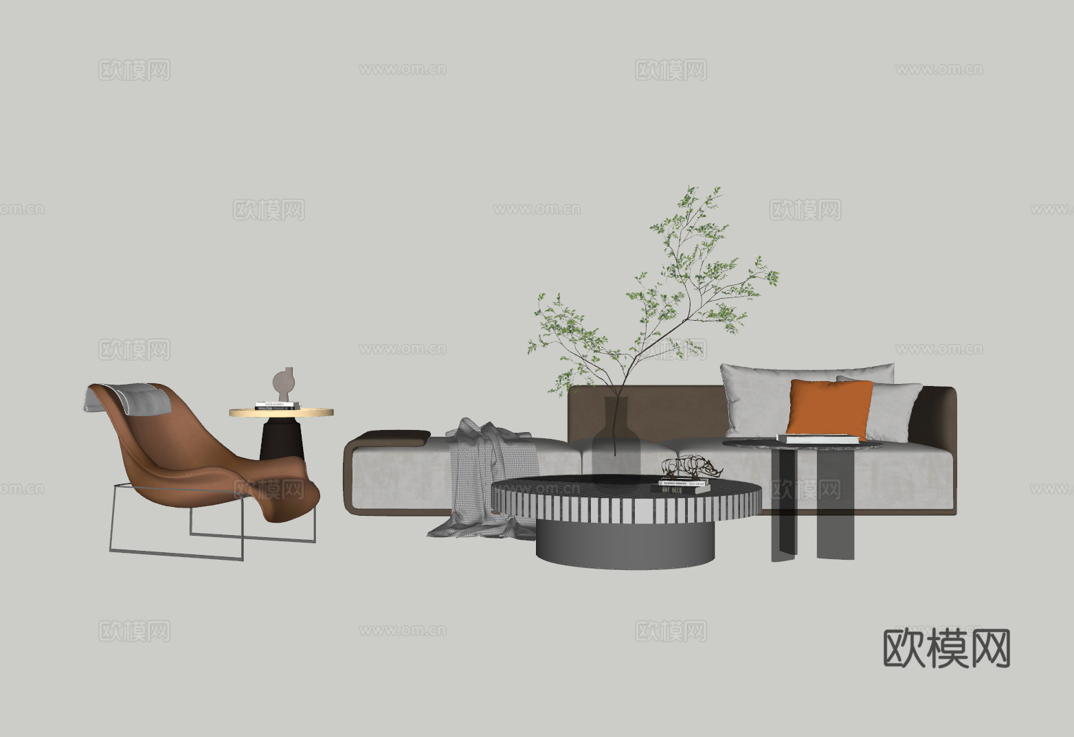 现代客厅沙发组合su模型