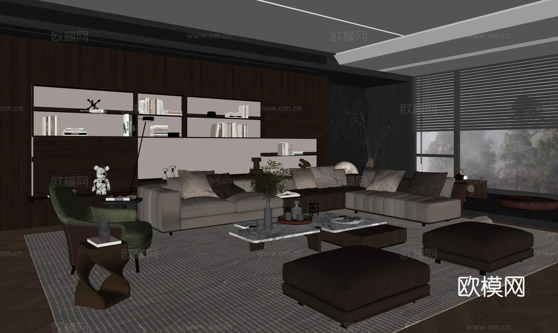 现代客厅  高级灰  米洛提su模型