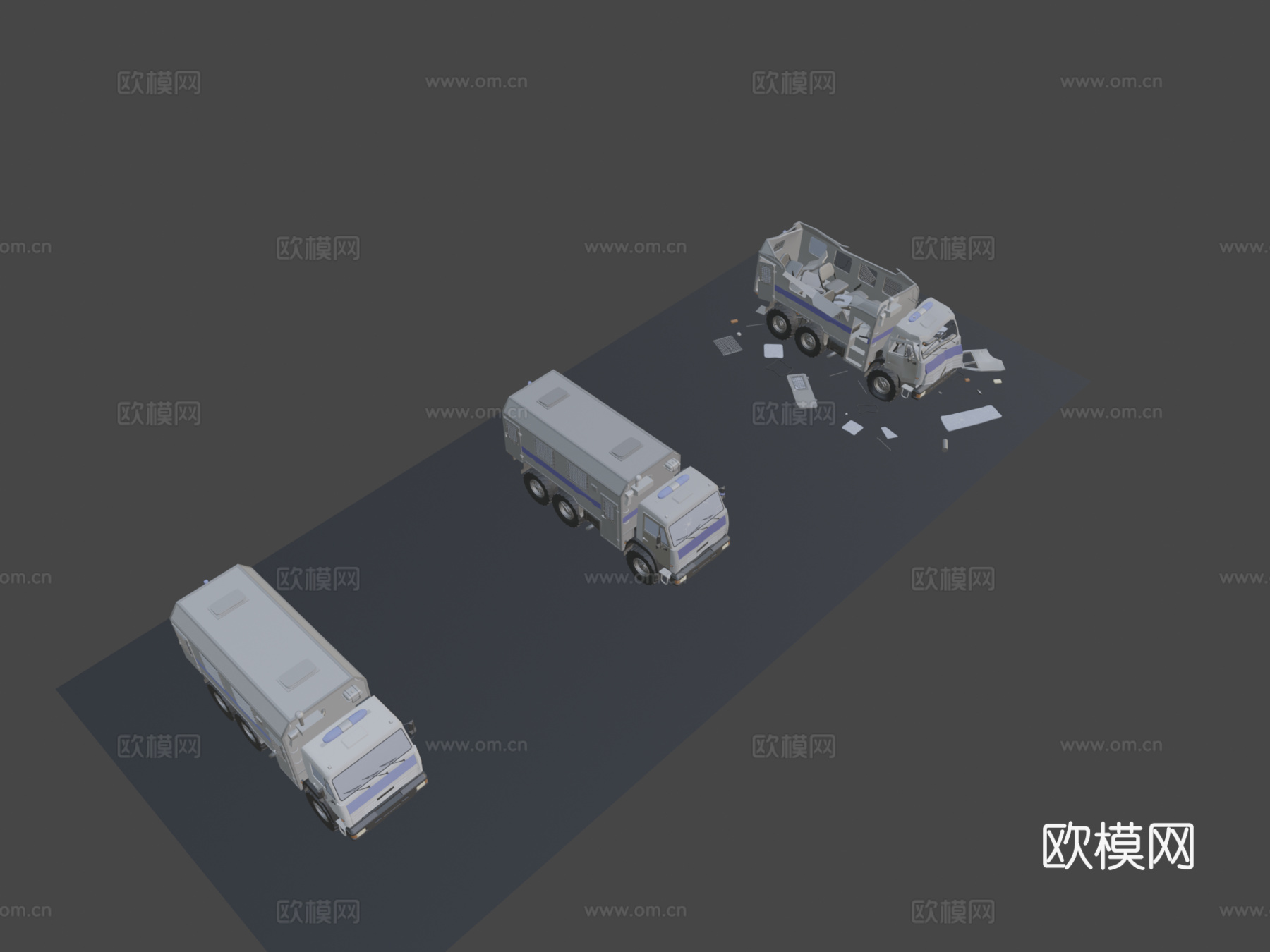 被摧毁的俄罗斯监狱车Autozaksu模型
