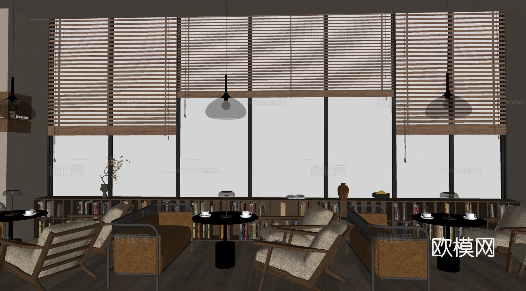 现代咖啡厅 奶茶店 咖啡桌椅组合su模型
