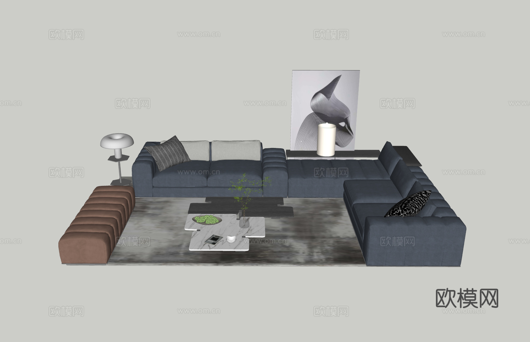 现代客厅沙发组合su模型