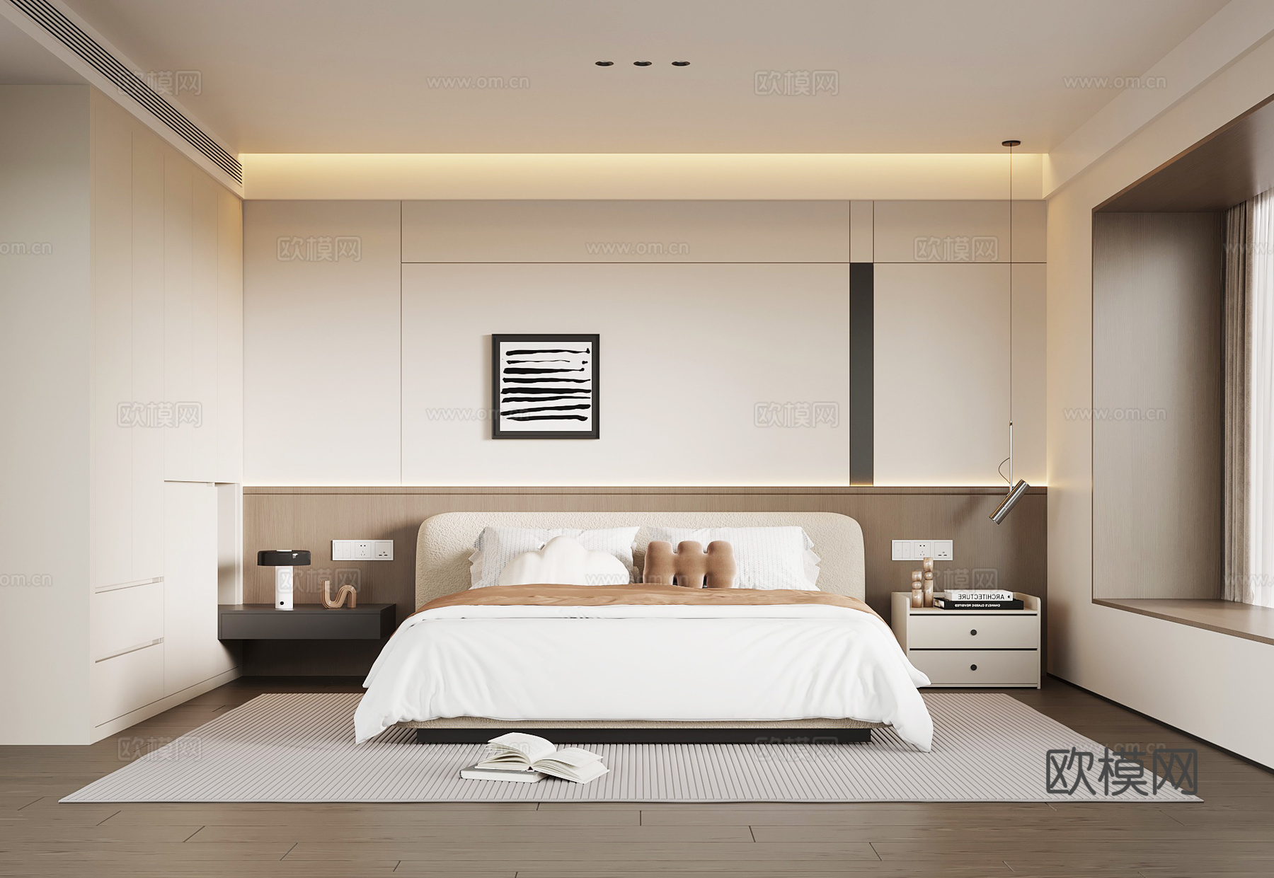 现代意式卧室su模型