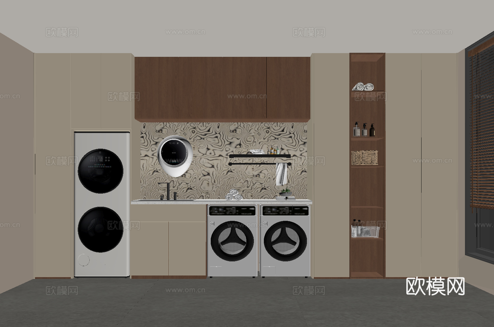 现代中古洗衣房su模型