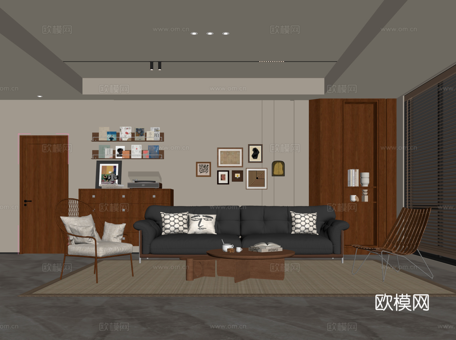 中古风客厅su模型