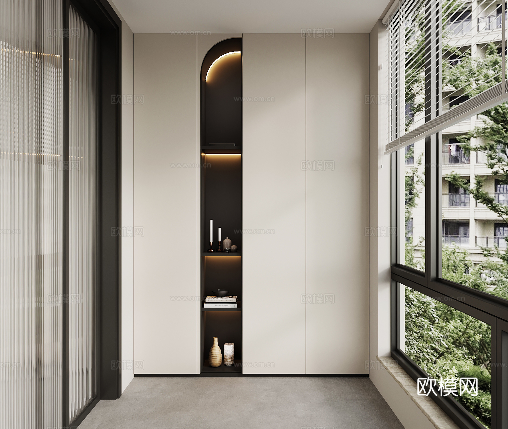 现代阳台 阳台柜su模型