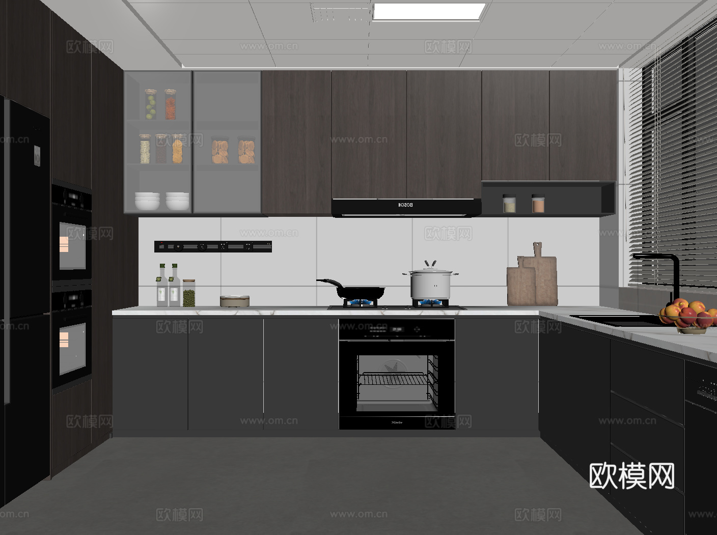 现代意式厨房su模型
