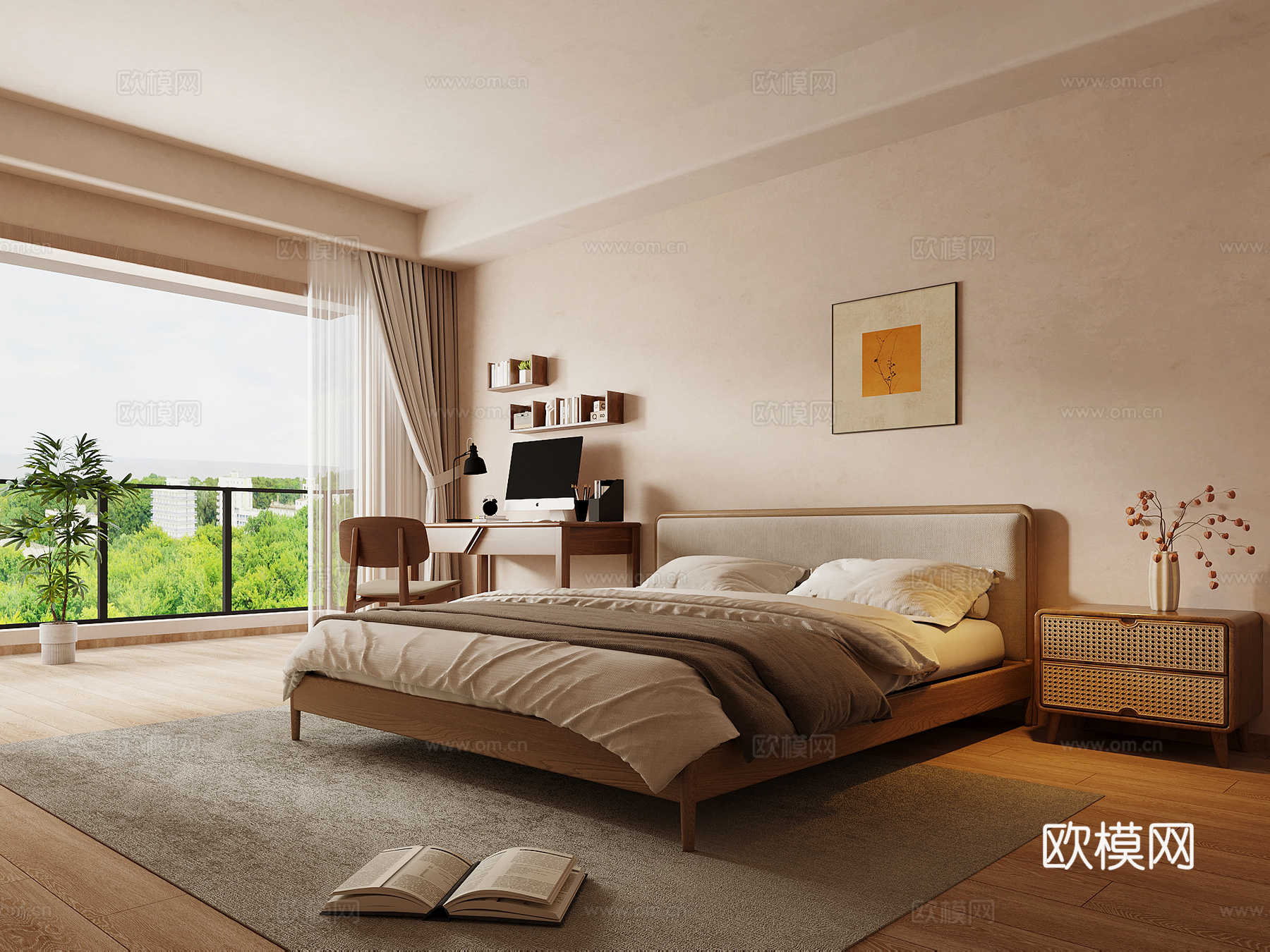 中古风卧室su模型