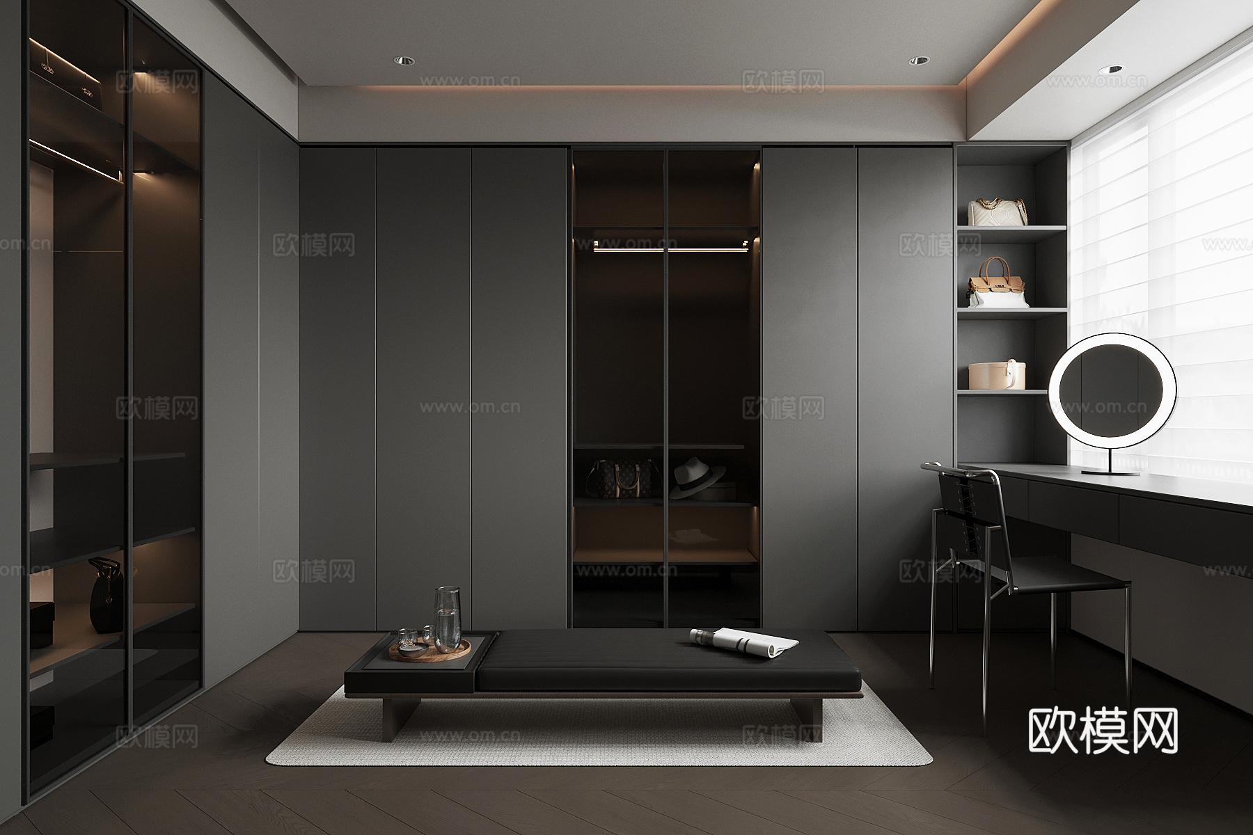 现代意式衣帽间su模型