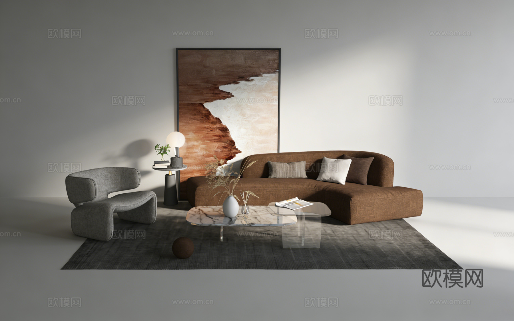 现代客厅沙发组合su模型