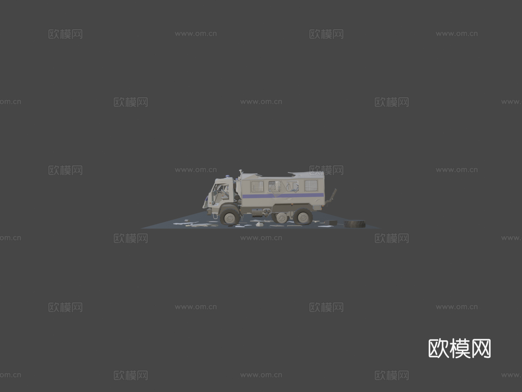 被摧毁的俄罗斯监狱车Autozaksu模型