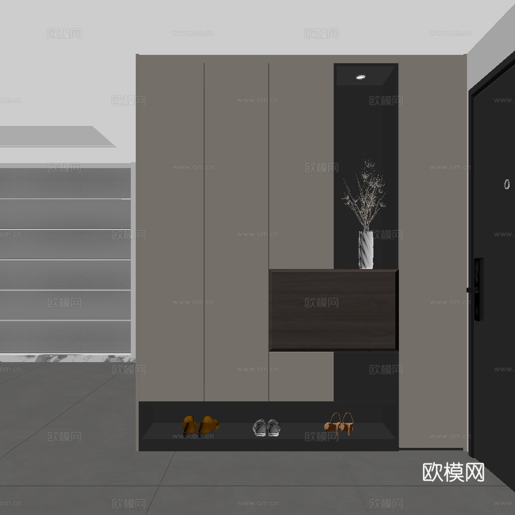 现代意式玄关 玄关鞋柜su模型