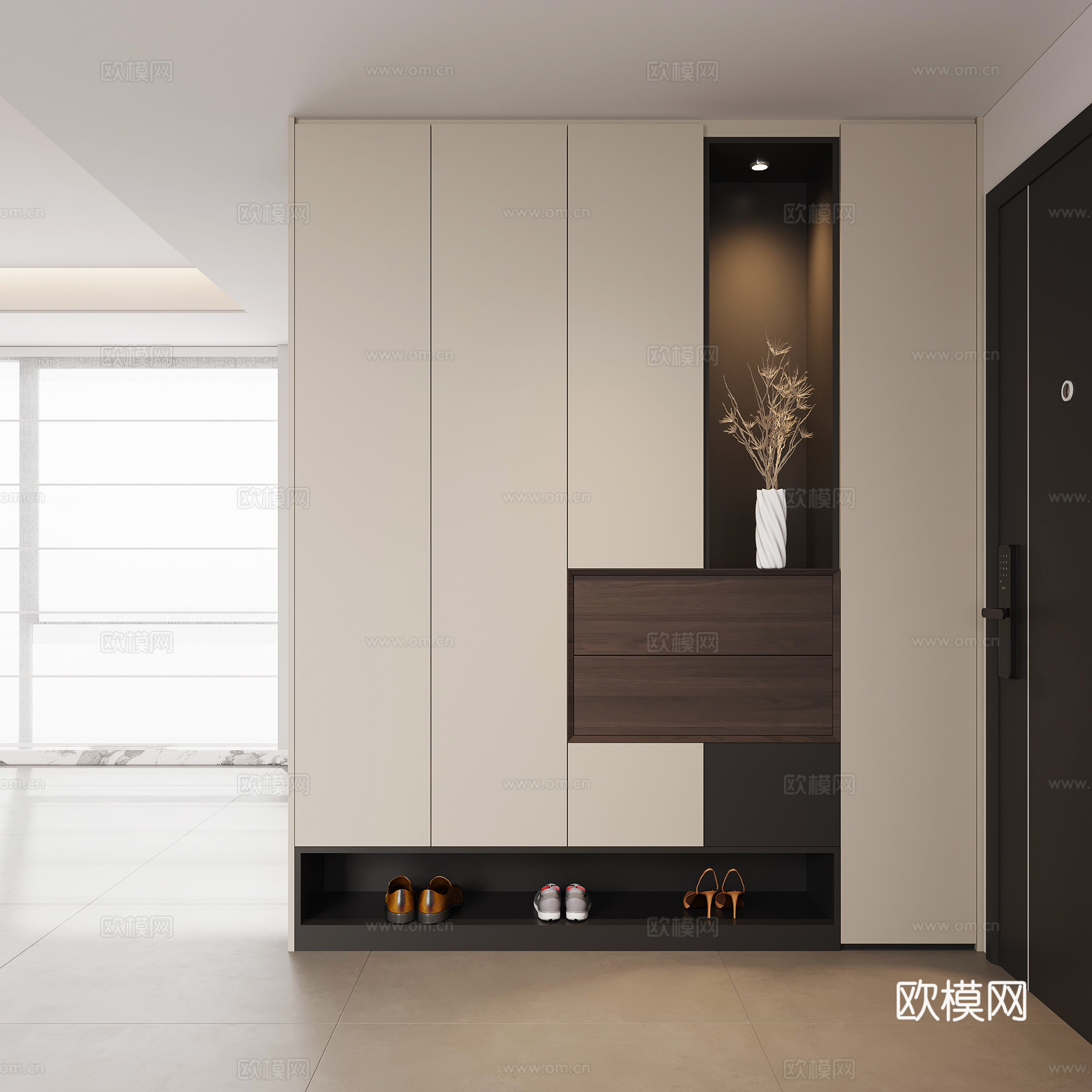 现代意式玄关 玄关鞋柜su模型