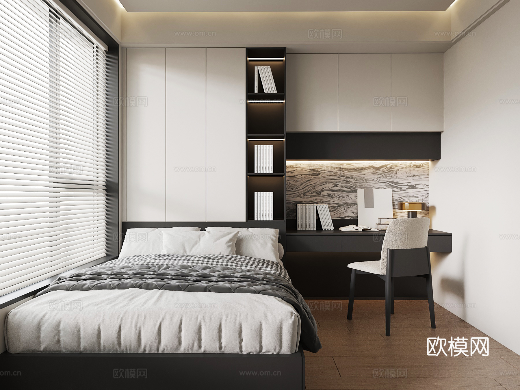 现代榻榻米卧室su模型
