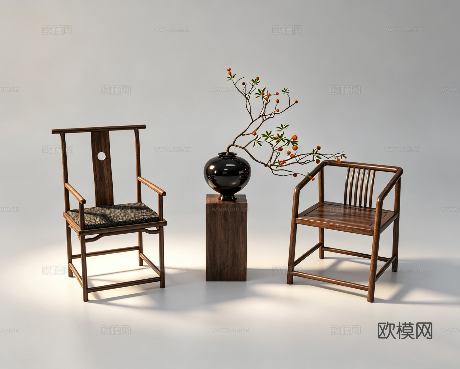 新中式单椅su模型