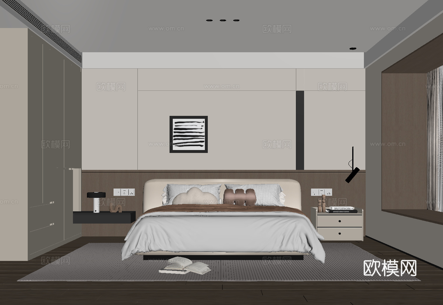 现代意式卧室su模型