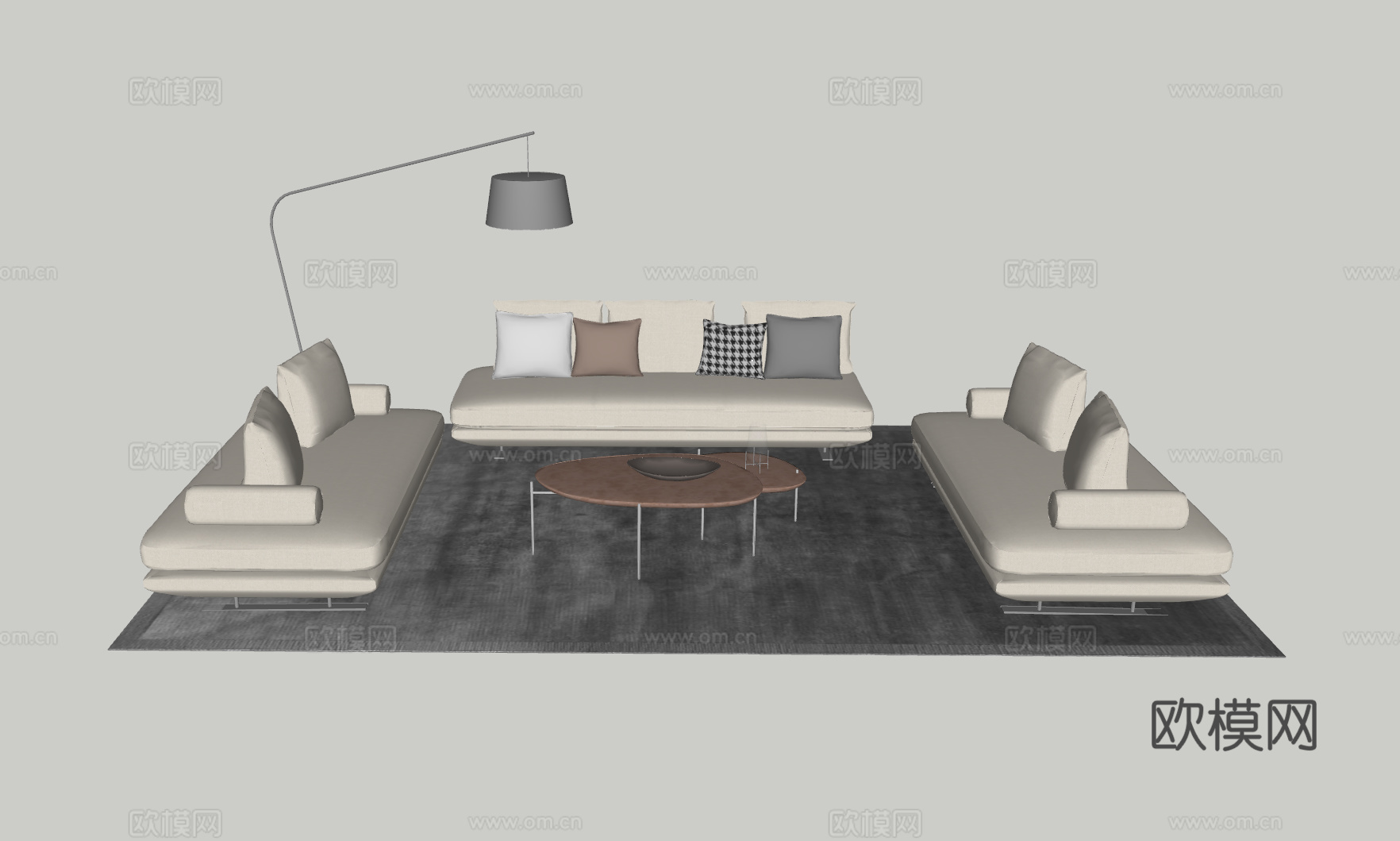 现代客厅沙发组合su模型