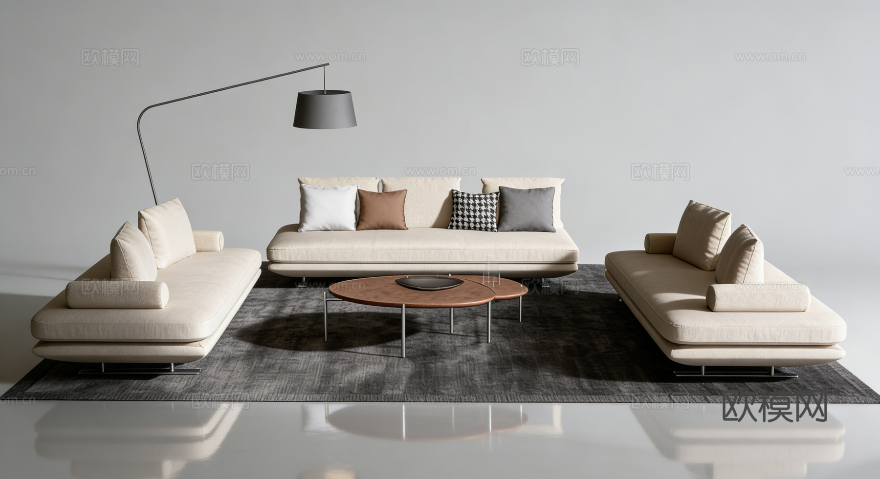 现代客厅沙发组合su模型