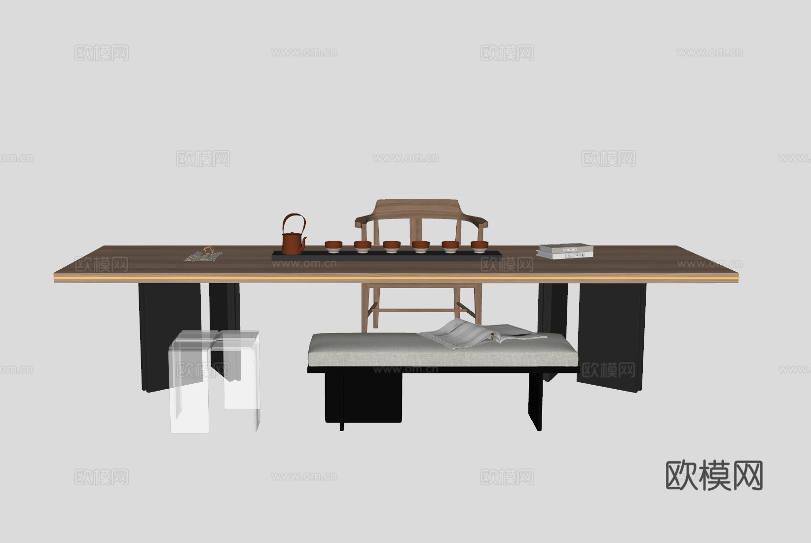 现代茶桌su模型