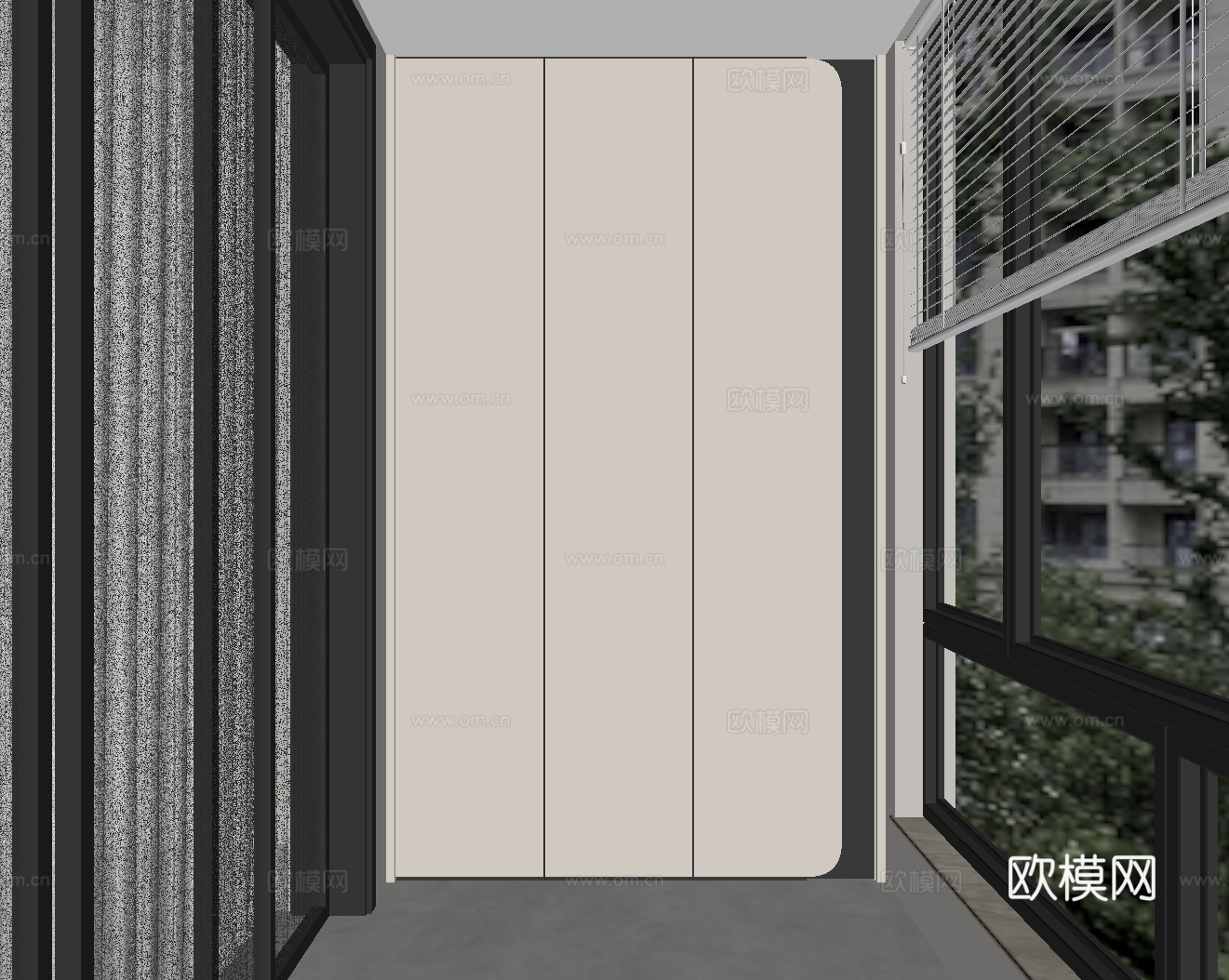 现代阳台柜su模型