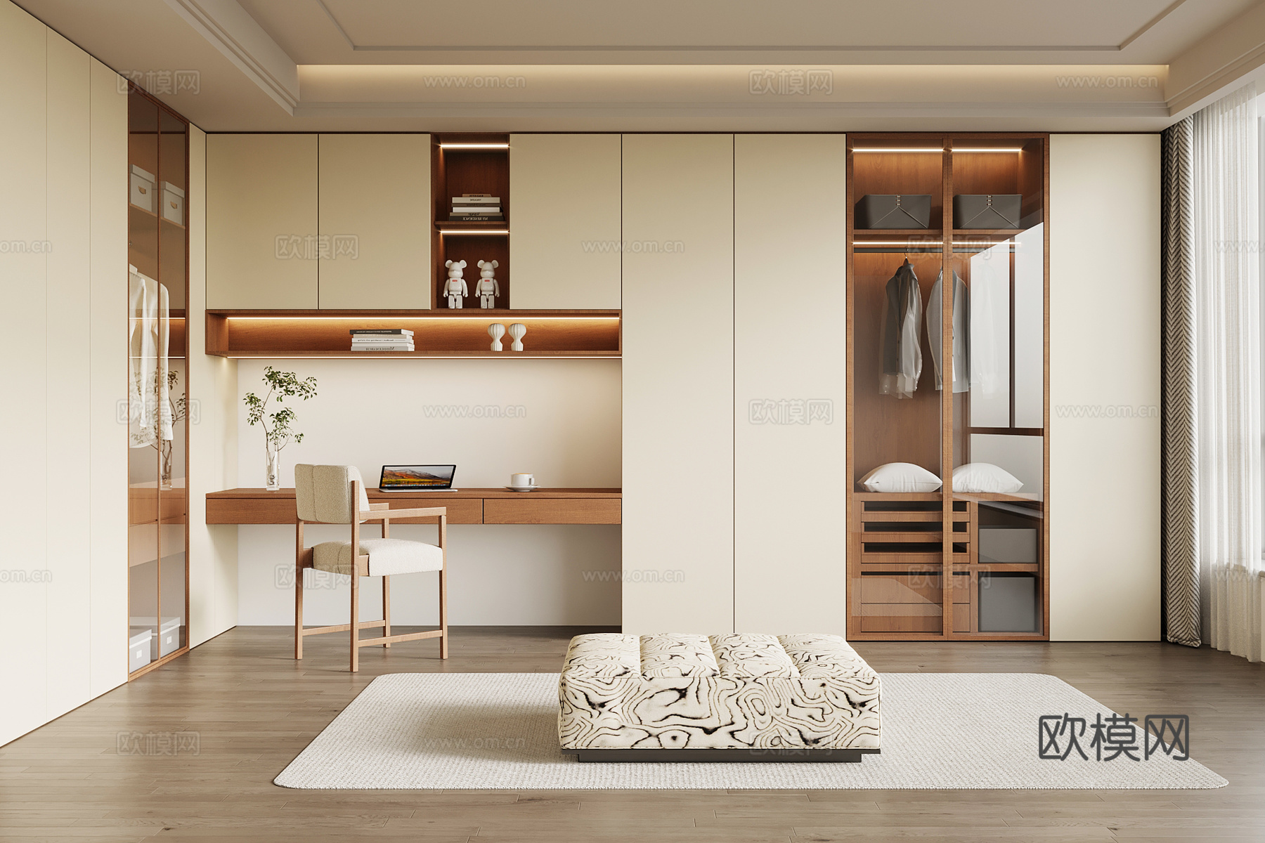 现代中古衣帽间su模型