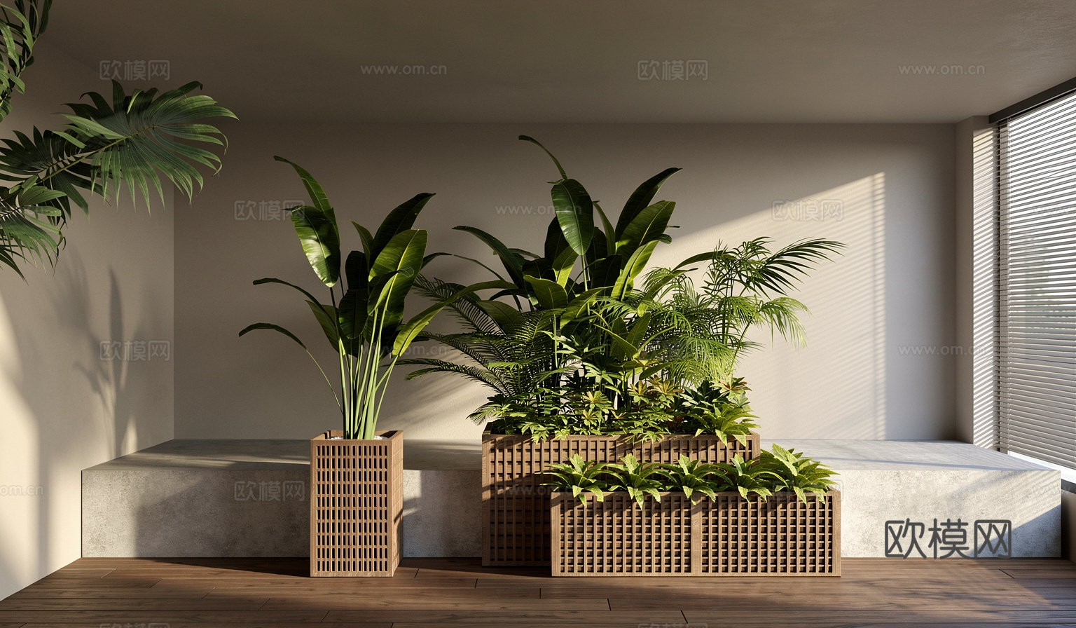 现代花箱   原木花箱   植物景观su模型