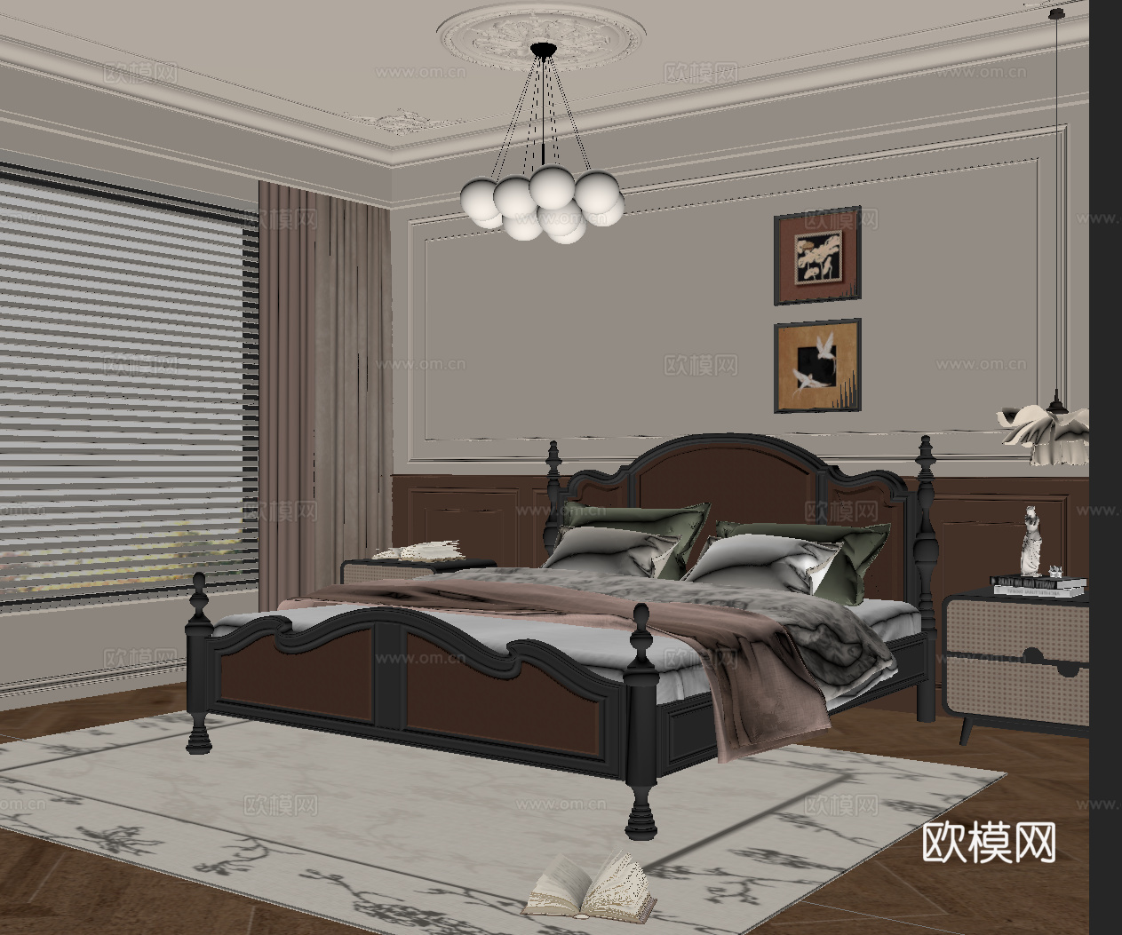 法式复古卧室su模型