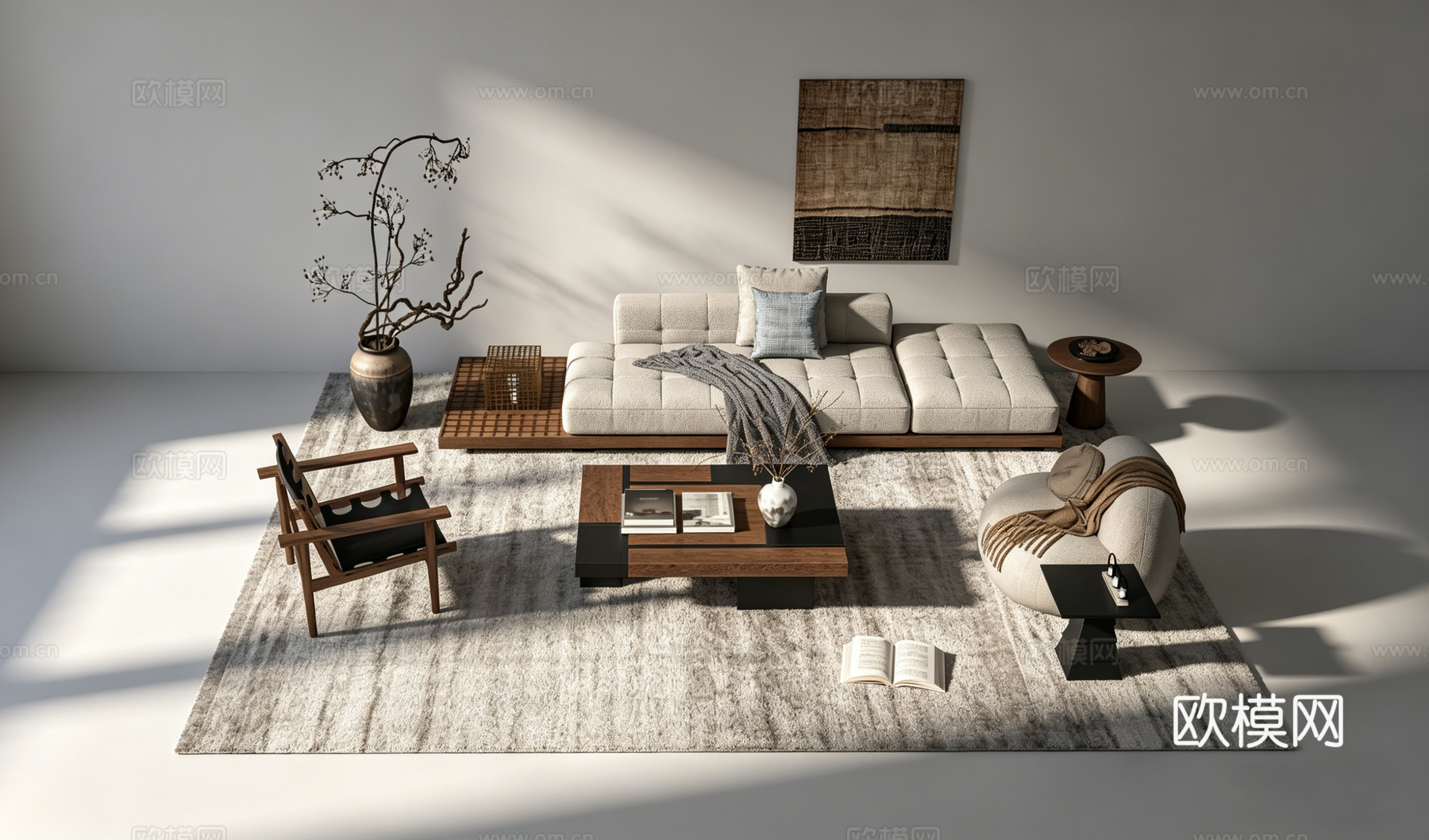 中古风客厅沙发组合su模型
