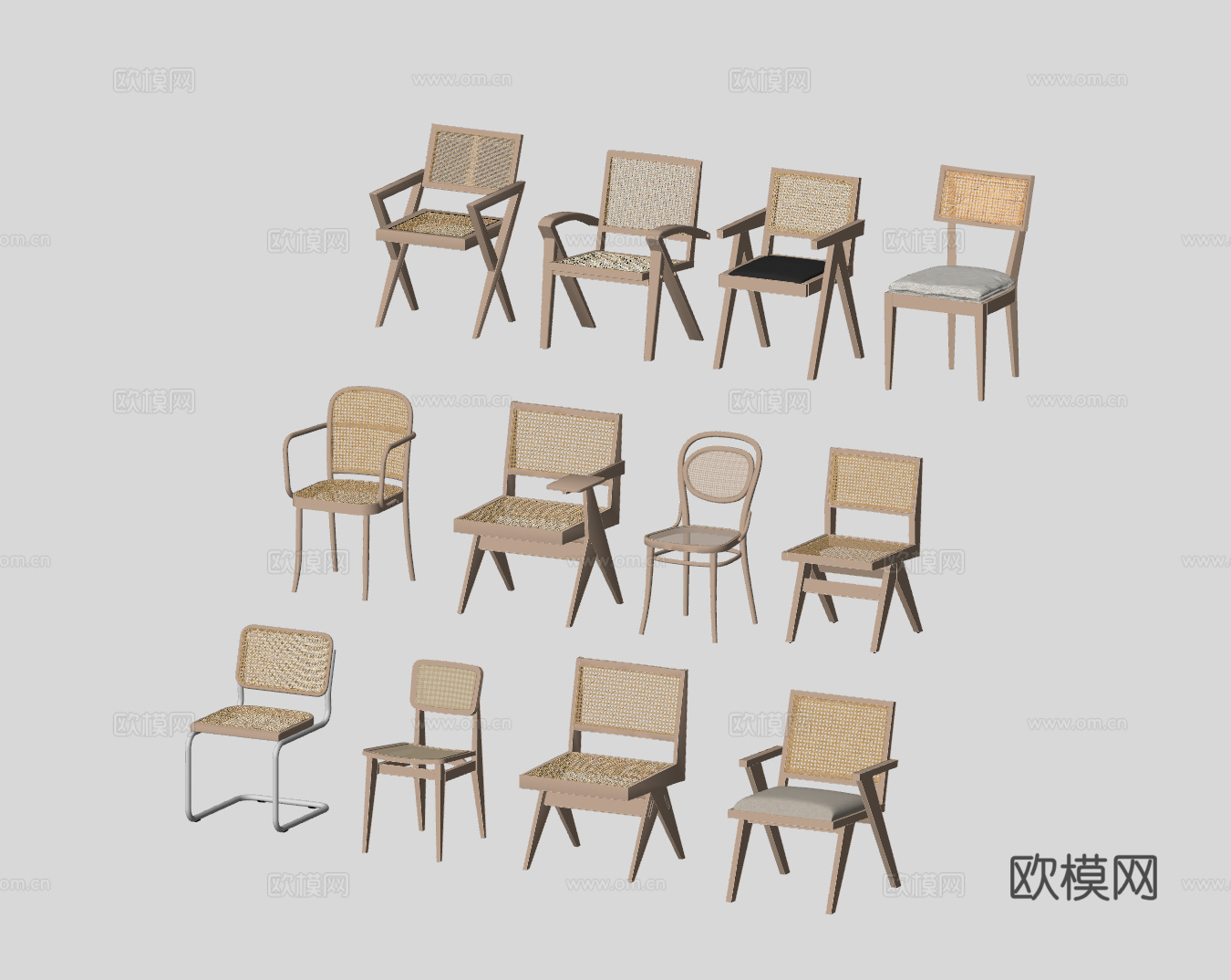 侘寂单椅su模型