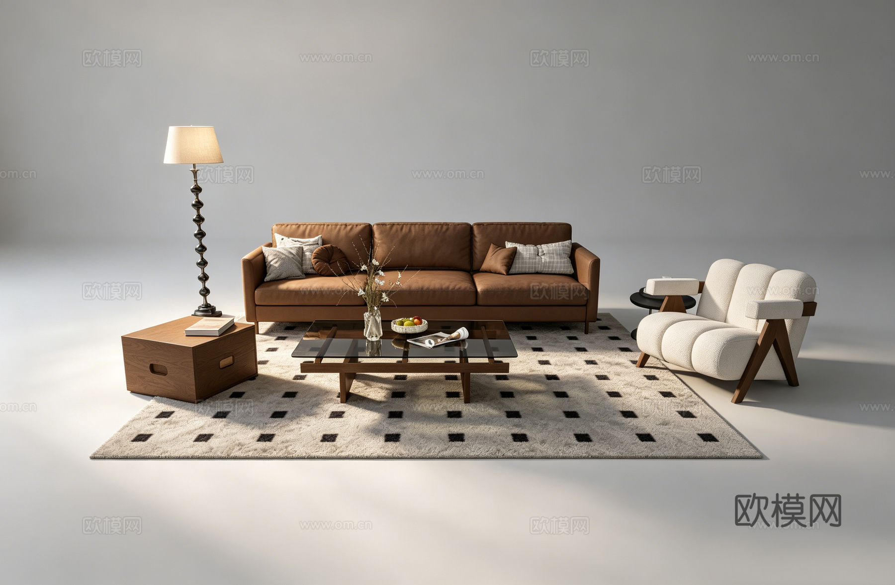 中古风客厅沙发组合su模型
