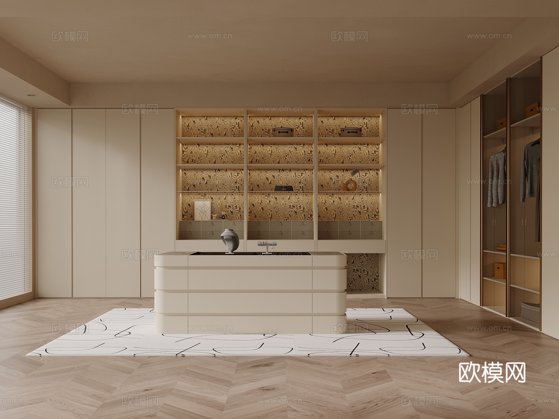 现代衣帽间 衣柜su模型