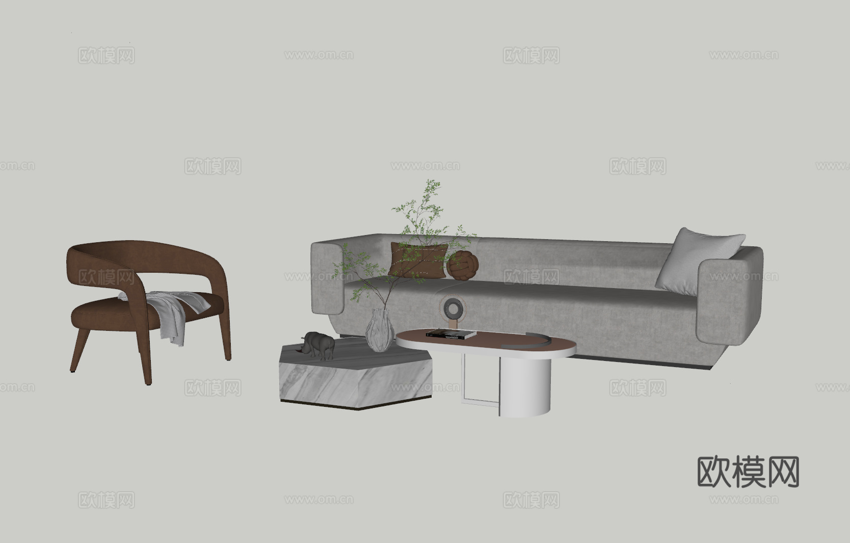 现代客厅沙发组合su模型