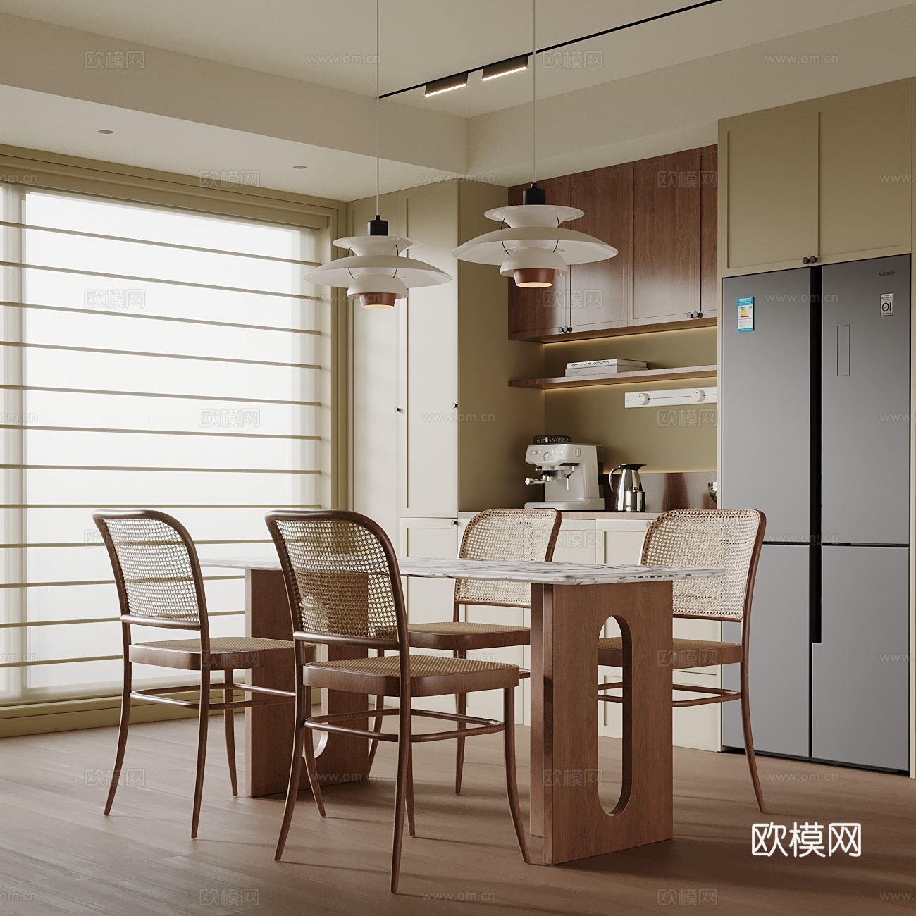 中古风餐厅su模型