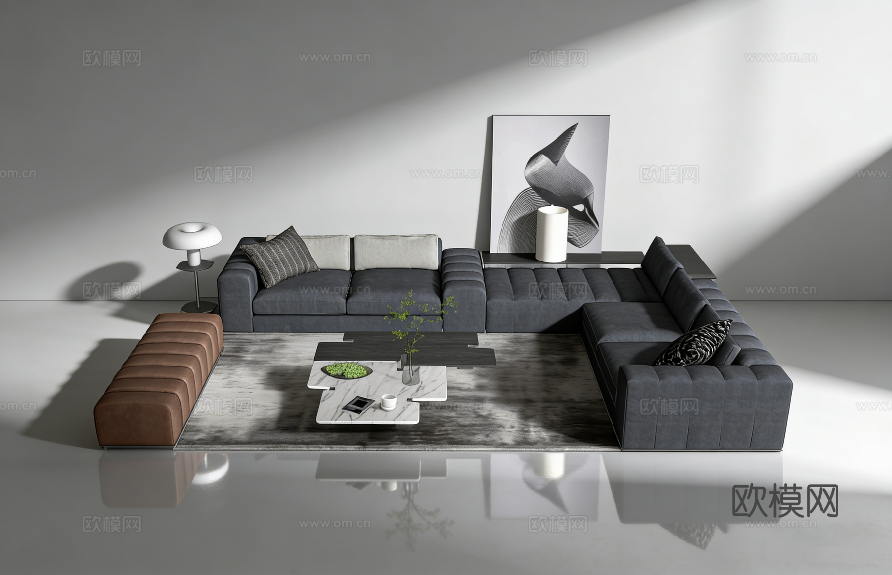 现代客厅沙发组合su模型
